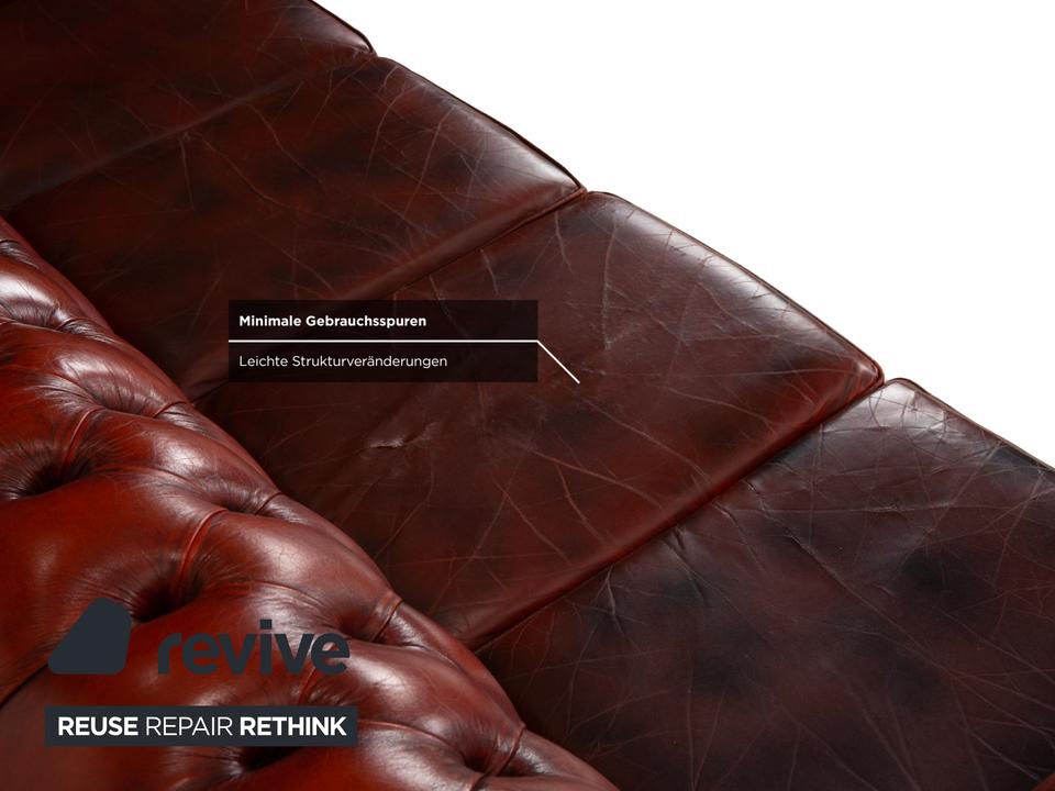 Chesterfield Leder Sofa Braun Rot Viersitzer Couch – Bild 10