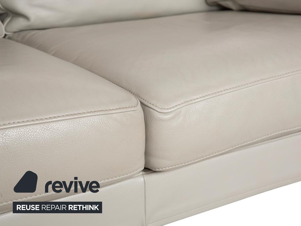 FSM Clarus Leder Dreisitzer Grau Kiesel Sofa Couch manuelle – Bild 5