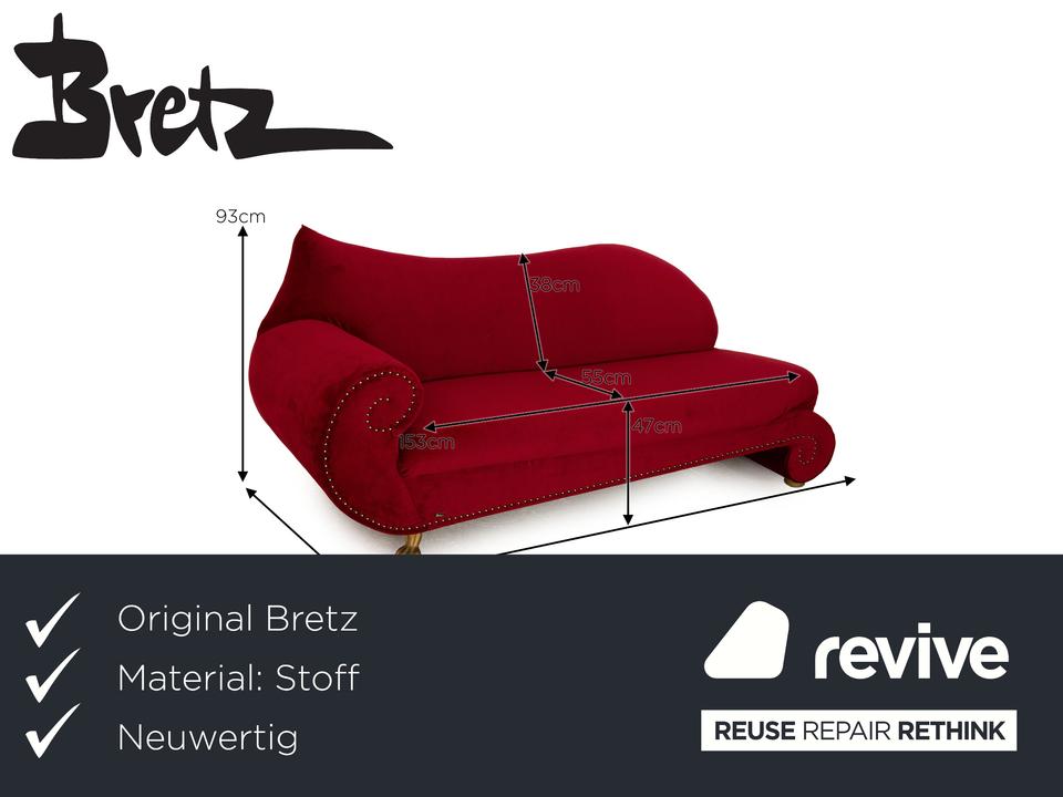 Bretz Gaudi Stoff Dreisitzer Recamiere Rot Sofa Couch Neubezug ✨ – Bild 2