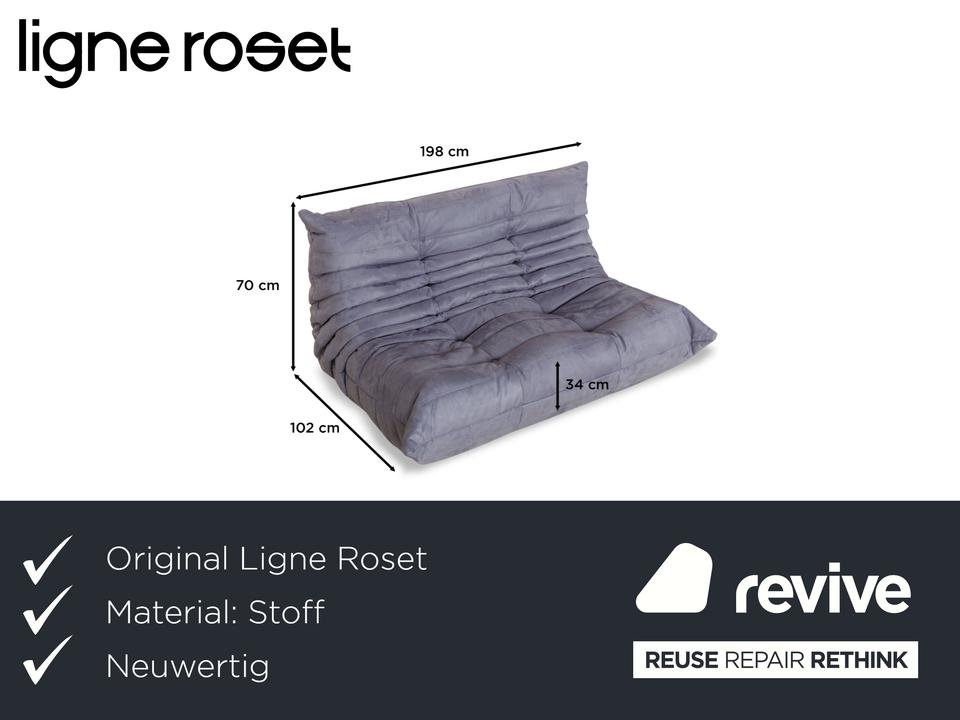 Ligne Roset Togo Stoff Zweisitzer Grau Denver 391 Sofa Couch ✨ – Bild 2