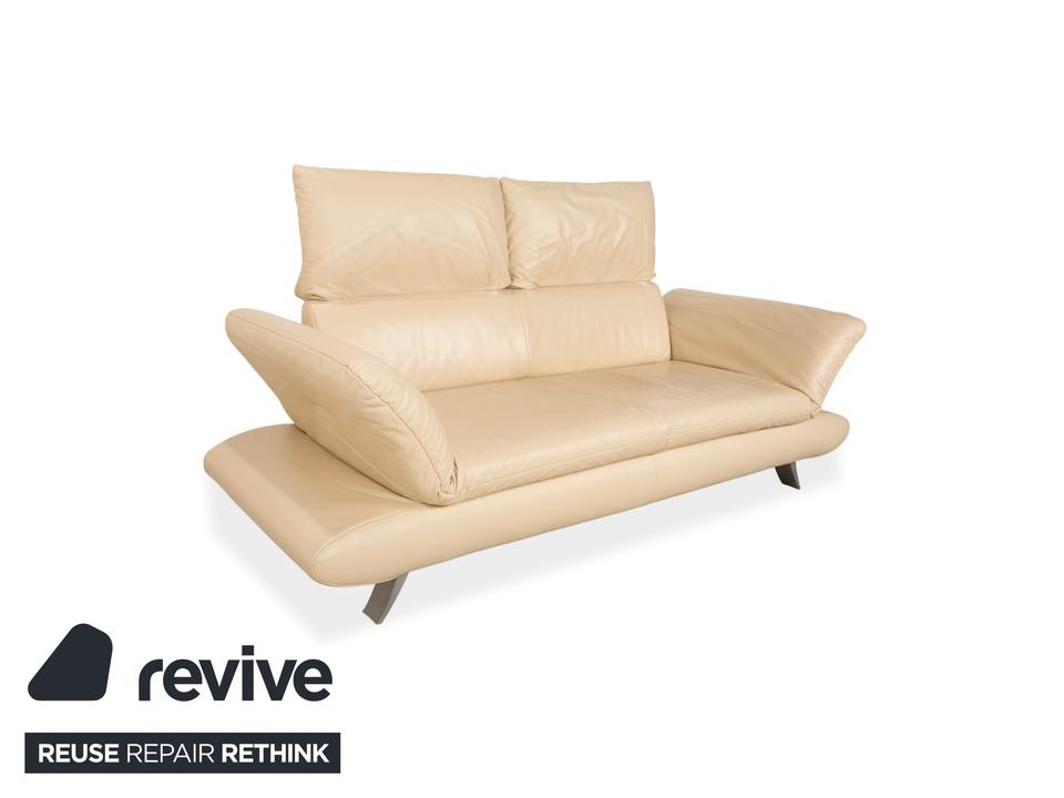 Koinor Velluti Leder Dreisitzer Creme manuelle Funktion Sofa – Bild 4