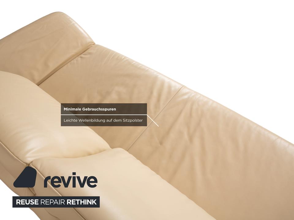 Koinor Velluti Leder Dreisitzer Creme manuelle Funktion Sofa – Bild 8