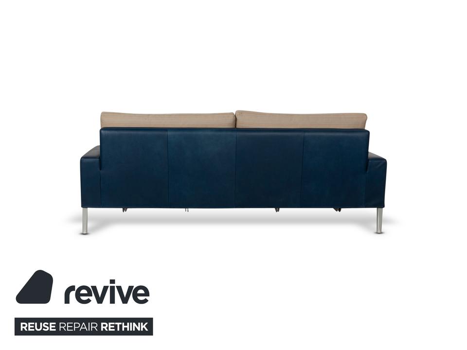 FSM Clarus Leder Dreisitzer Blau Braun Sofa Couch manuelle – Bild 14