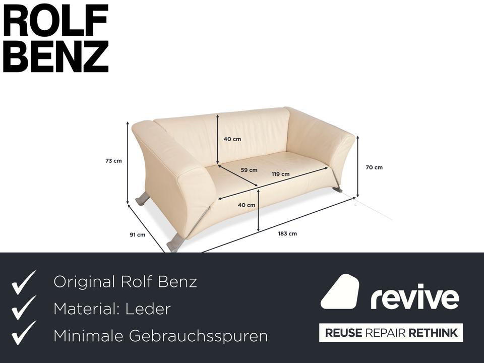 Rolf Benz 322 Leder Zweisitzer Creme Beige Sofa Couch – Bild 2