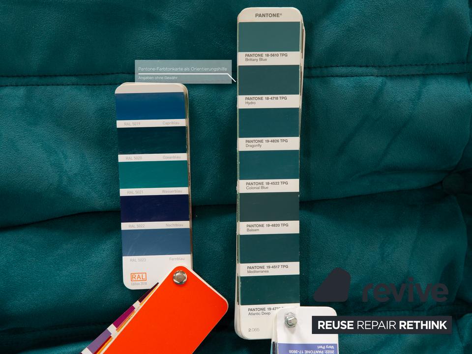 Ligne Roset Togo Dreisitzer Stoff Sofa Petrol Blau Couch ✨ – Bild 4