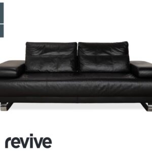 Ewald Schillig Harry Leder Chrom Zweisitzer Schwarz Sofa Couch