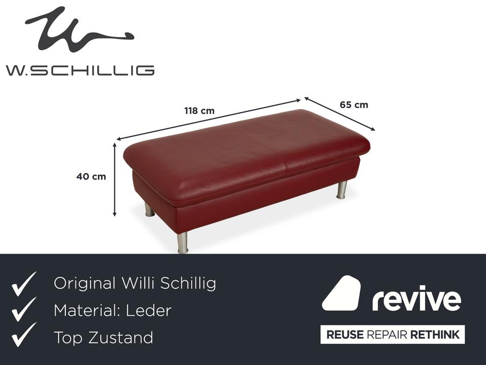 Willi Schillig Loop Leder Hocker Rot Weinrot – Bild 2