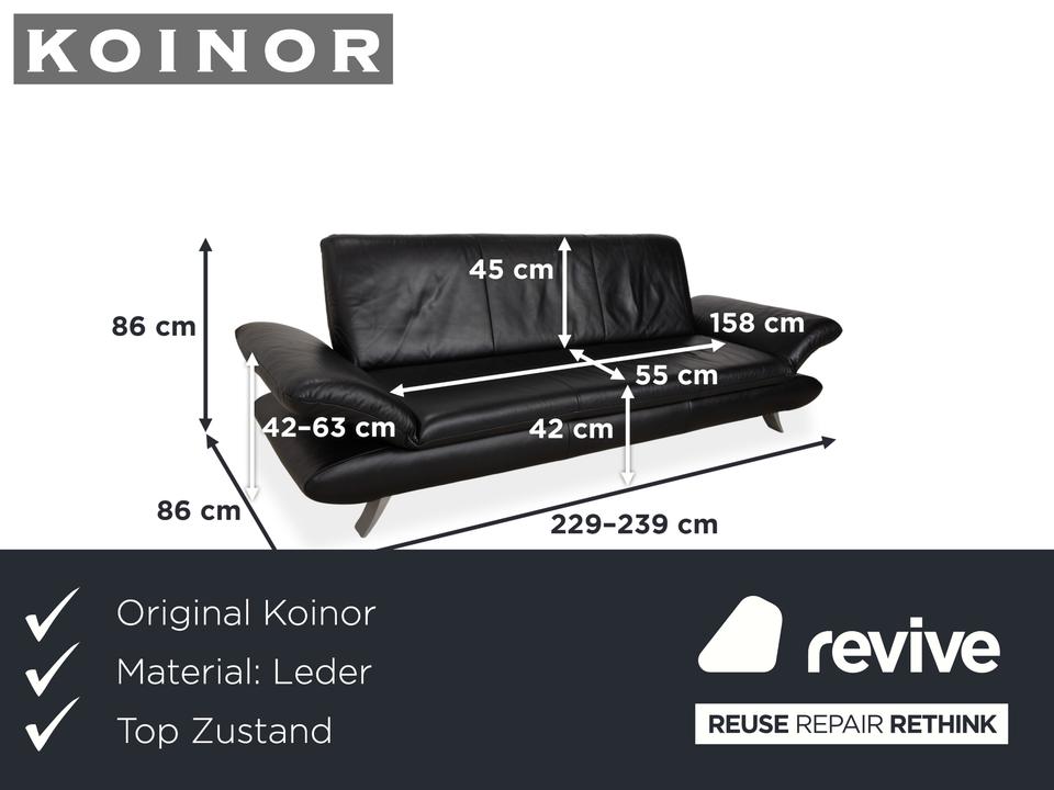 Koinor Rossini Dreisitzer Leder Sofa Dunkelblau manuelle – Bild 2