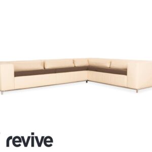 Who's Perfect Boston Leder Ecksofa Creme manuelle Funktion