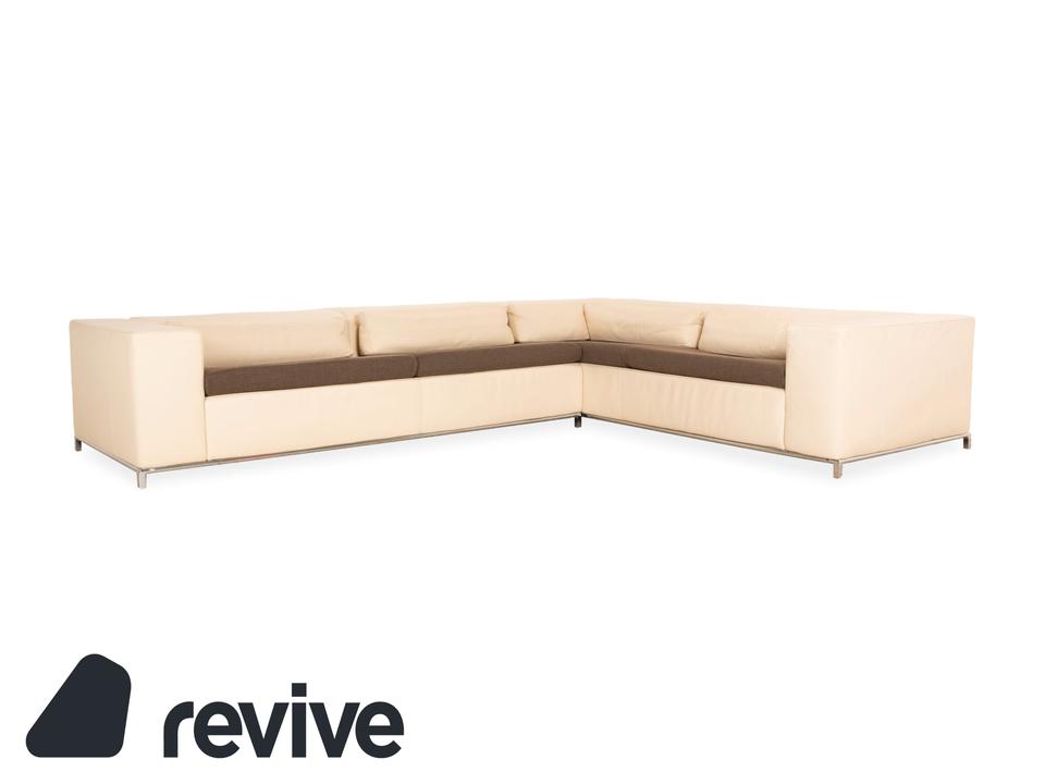 Who's Perfect Boston Leder Ecksofa Creme manuelle Funktion