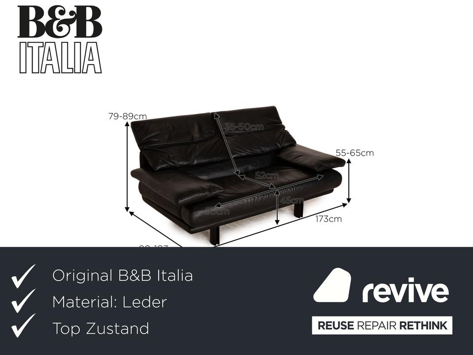 B&B Italia Alanda Leder Zweisitzer Schwarz Sofa Couch manuelle ✨ – Bild 2