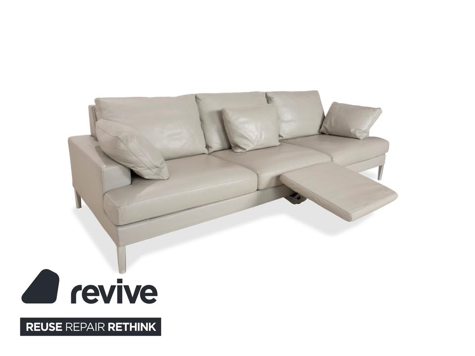 FSM Clarus Leder Dreisitzer Grau Kiesel Sofa Couch manuelle – Bild 4