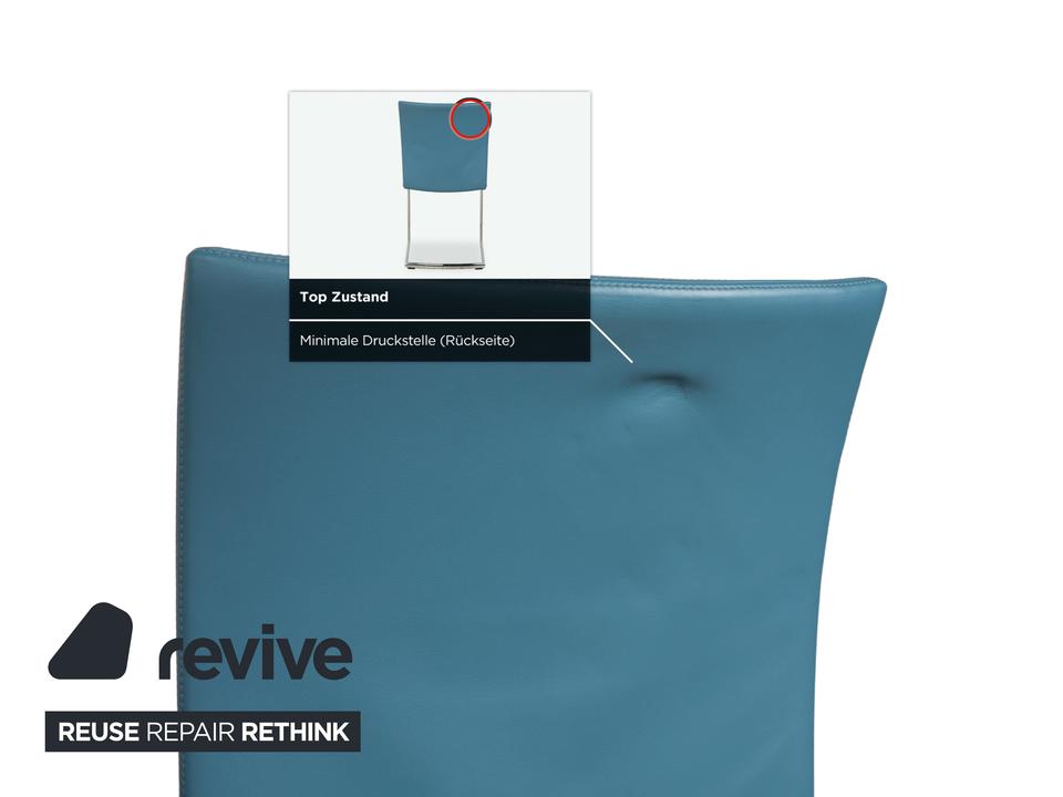 6er Garnitur Draenert Nobile Swing Leder Stuhl Blau Petrol – Bild 5