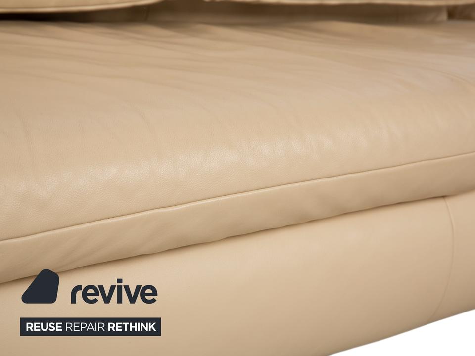 Koinor Velluti Leder Dreisitzer Creme manuelle Funktion Sofa – Bild 5