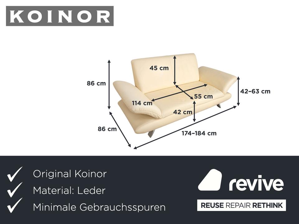 Koinor Rossini Leder Sofa Creme Zweisitzer Couch Funktion – Bild 2
