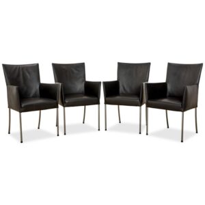 4er Garnitur bert plantagie ARC-E Leder Stuhl Anthrazit Esszimmer