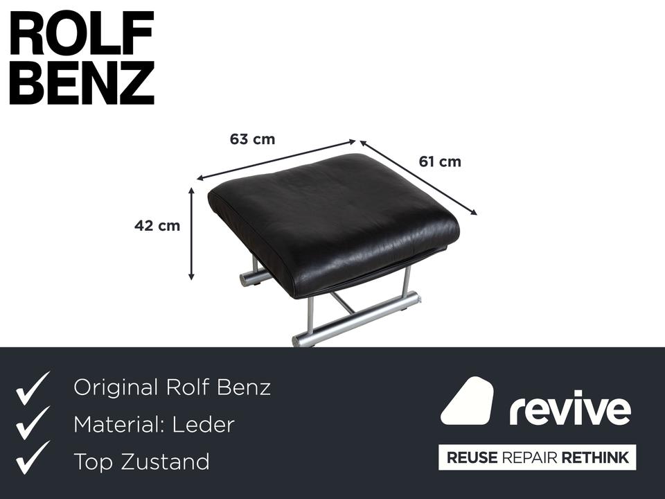 Rolf Benz 6500 Leder Hocker Schwarz – Bild 2
