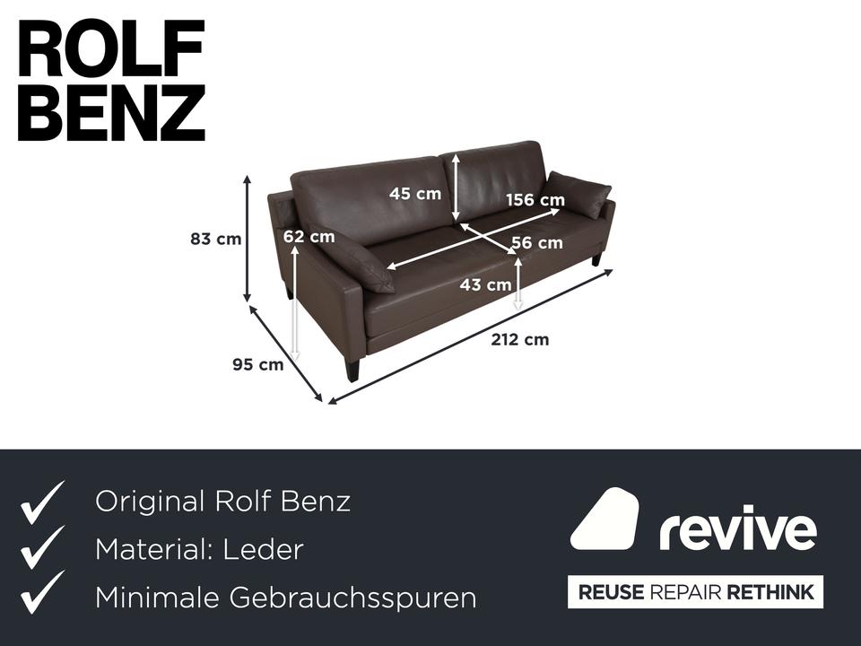 Rolf Benz EGO Dreisitzer Sofa Braun Leder Couch – Bild 2