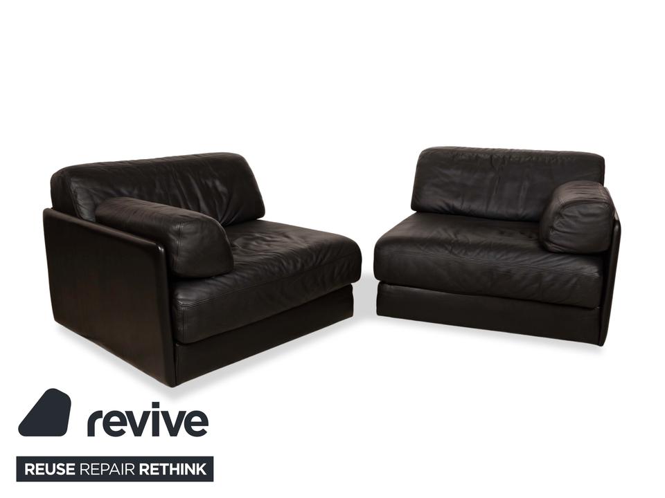 de Sede DS-76 Leder Zweisitzer Schwarz Sofa Couch manuelle ✨ – Bild 3