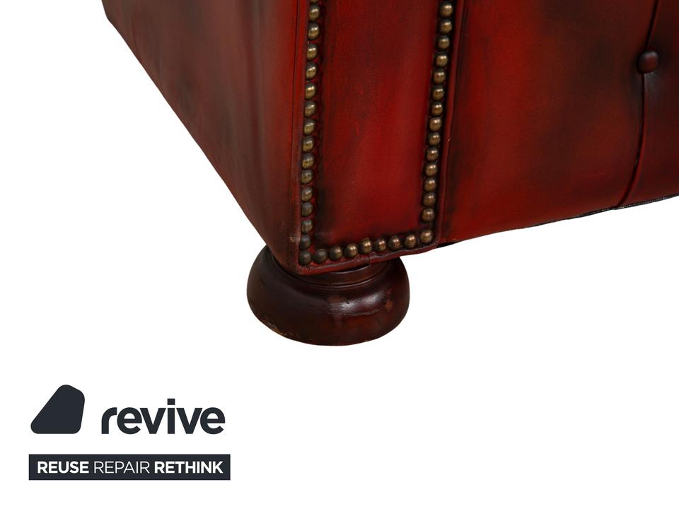 Chesterfield Leder Sofa Braun Rot Viersitzer Couch – Bild 8