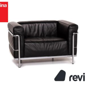 Cassina Le Corbusier LC 3 Leder Sessel Schwarz #14713 ✨
