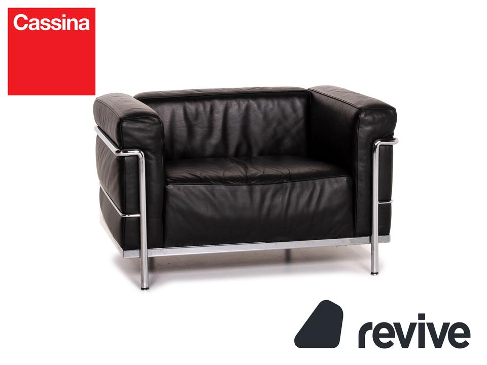 Cassina Le Corbusier LC 3 Leder Sessel Schwarz #14713 ✨