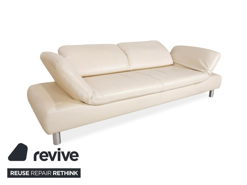 Koinor Rivoli Leder Dreisitzer Creme manuelle Funktion Sofa Couch – Bild 4
