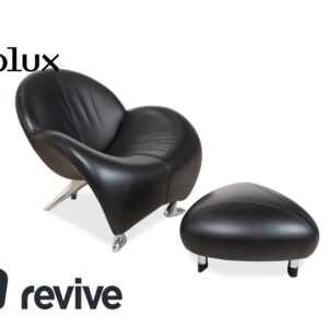 Leolux Papageno Leder Sessel Hocker Schwarz