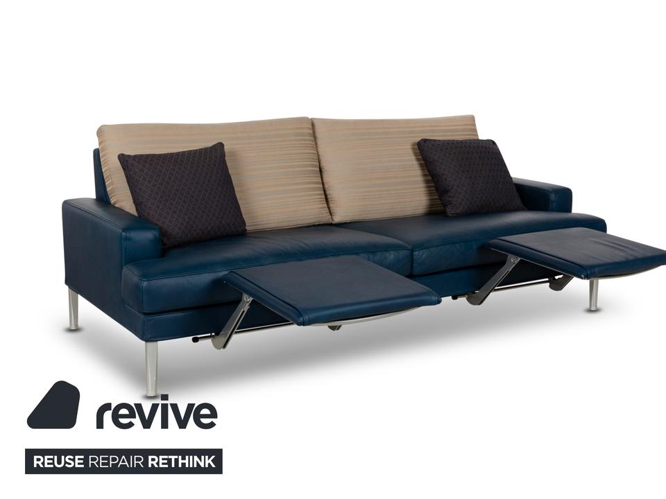 FSM Clarus Leder Dreisitzer Blau Braun Sofa Couch manuelle – Bild 11