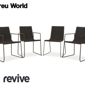 4er Garnitur Andreu World Trenza Metall Stuhl Anthrazit Braun