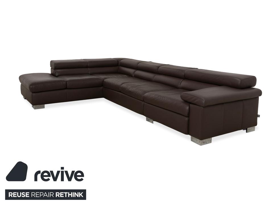 Ewald Schillig Courage Leder Ecksofa Braun Recamiere Links Sofa – Bild 3