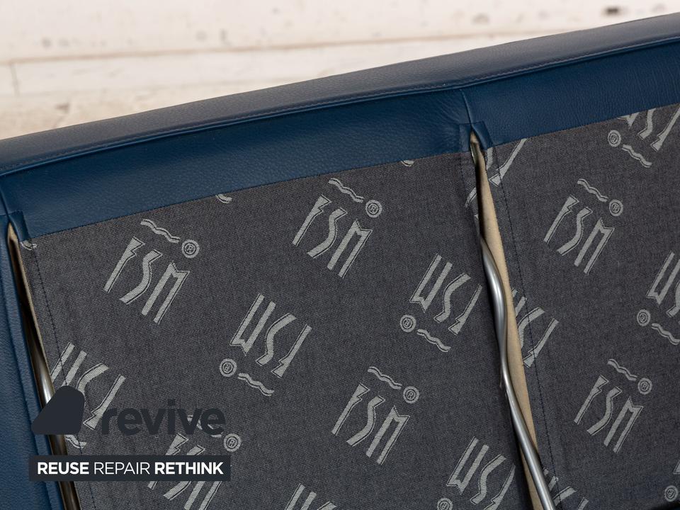 FSM Clarus Leder Dreisitzer Blau Braun Sofa Couch manuelle – Bild 9