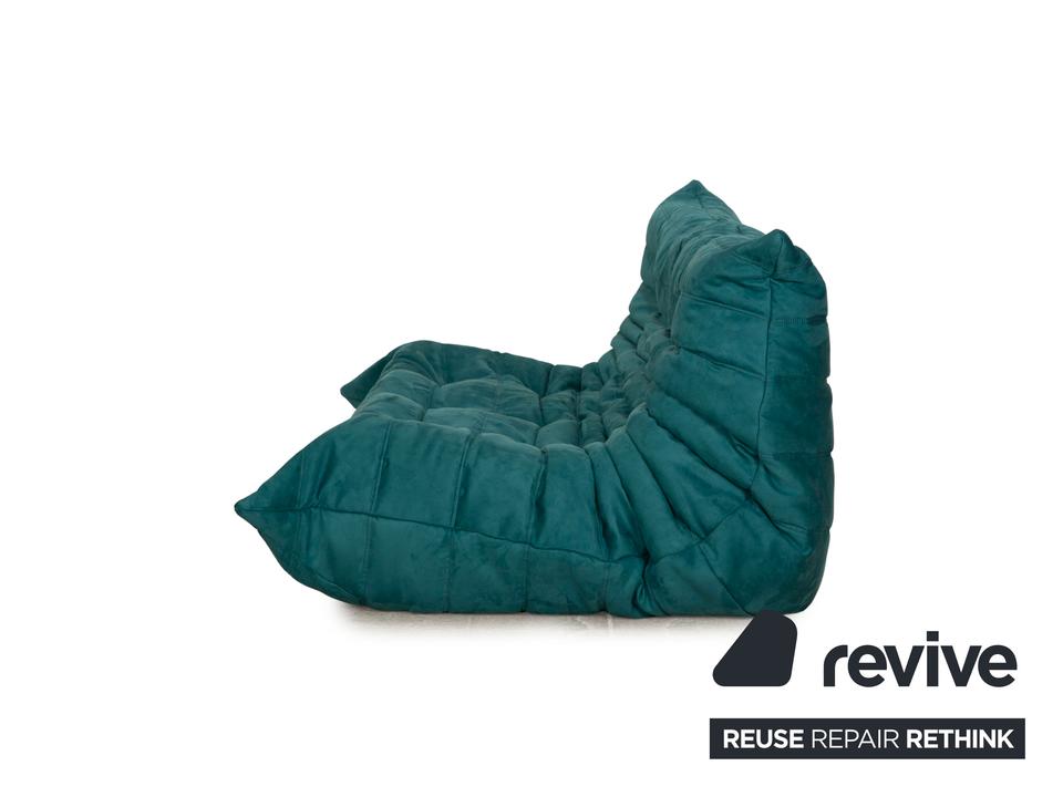 Ligne Roset Togo Dreisitzer Stoff Sofa Petrol Blau Couch ✨ – Bild 7