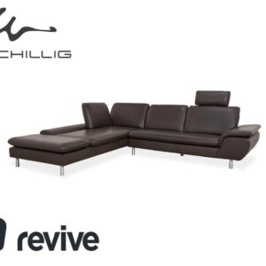 Willi Schillig Loop Leder Ecksofa Dunkelbraun manuelle Funktion
