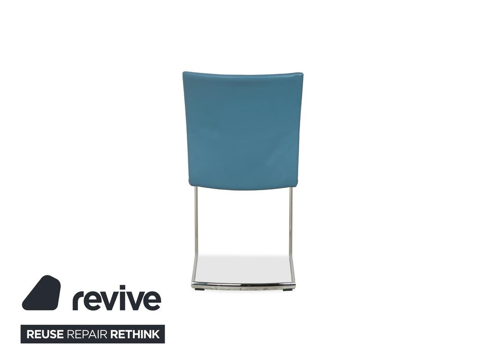 6er Garnitur Draenert Nobile Swing Leder Stuhl Blau Petrol – Bild 10