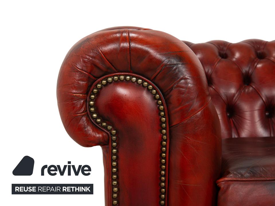 Chesterfield Leder Sofa Braun Rot Viersitzer Couch – Bild 7