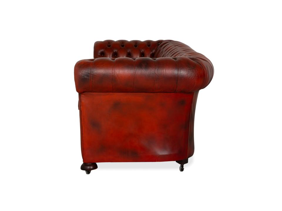 Chesterfield Leder Sofa Braun Rot Viersitzer Couch – Bild 18