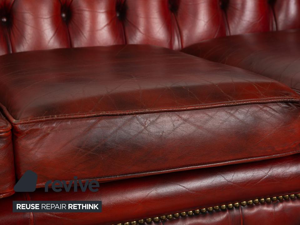 Chesterfield Leder Sofa Braun Rot Viersitzer Couch – Bild 4