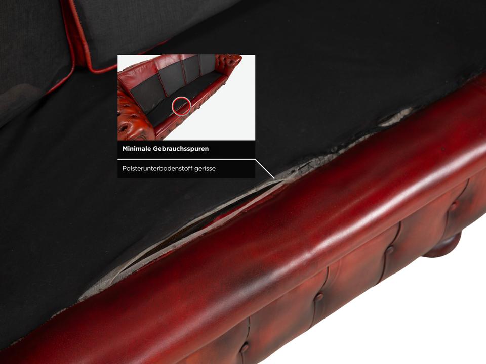 Chesterfield Leder Sofa Braun Rot Viersitzer Couch – Bild 13