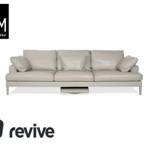 FSM Clarus Leder Dreisitzer Grau Kiesel Sofa Couch manuelle