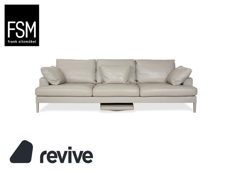 FSM Clarus Leder Dreisitzer Grau Kiesel Sofa Couch manuelle