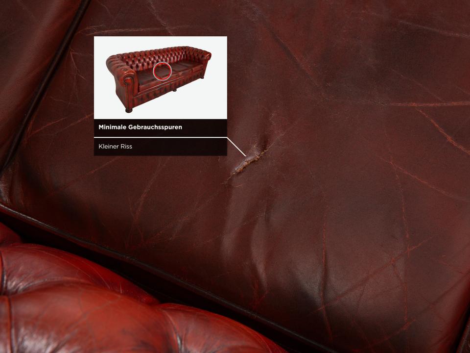 Chesterfield Leder Sofa Braun Rot Viersitzer Couch – Bild 12