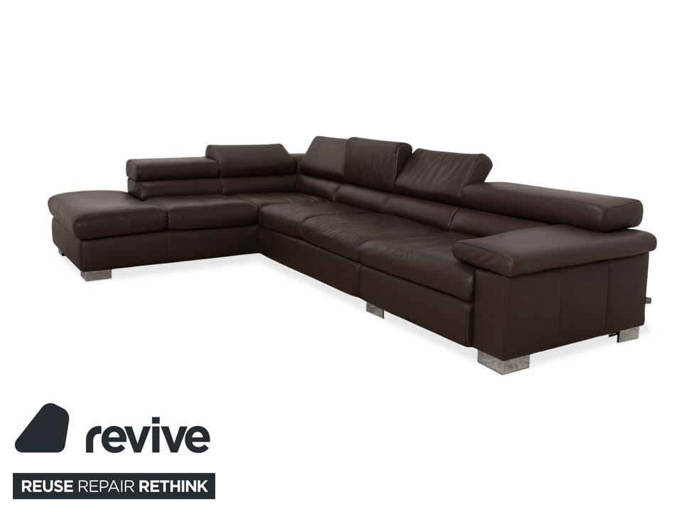 Ewald Schillig Courage Leder Ecksofa Braun Recamiere Links Sofa – Bild 4
