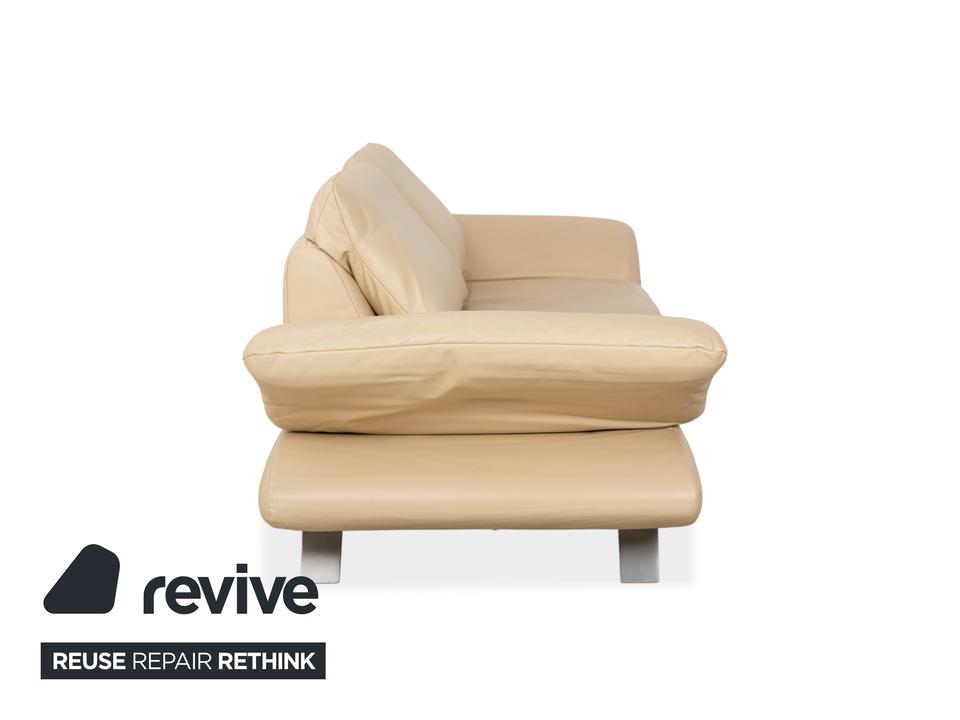 Koinor Velluti Leder Dreisitzer Creme manuelle Funktion Sofa – Bild 10