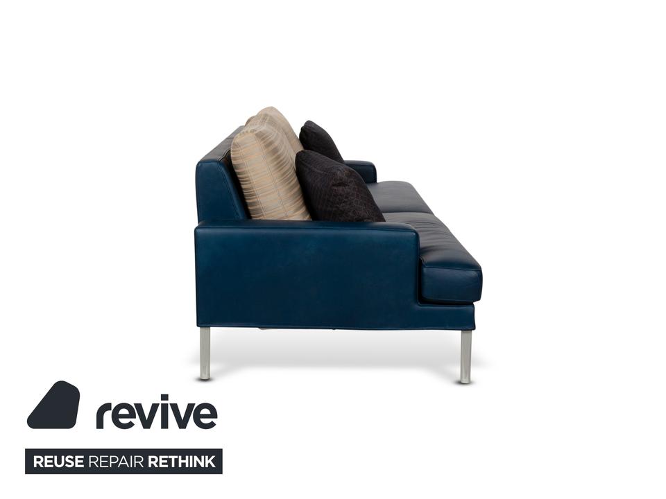 FSM Clarus Leder Dreisitzer Blau Braun Sofa Couch manuelle – Bild 13