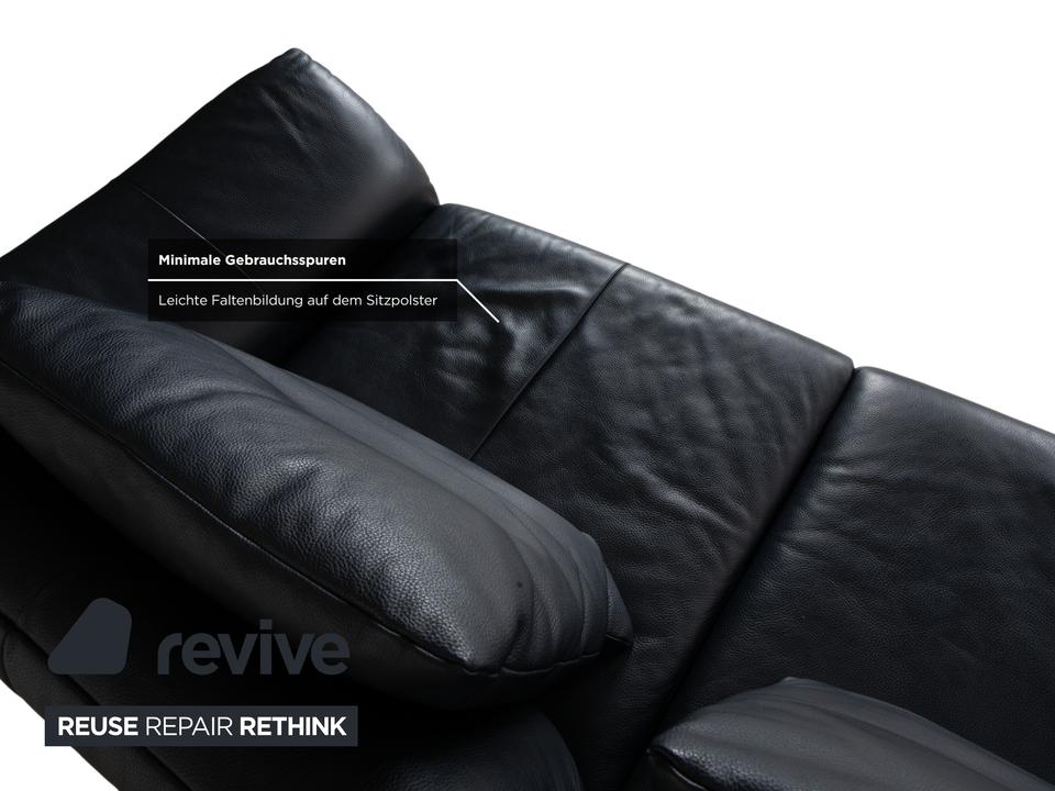 Rolf Benz 510 Leder Dreisitzer Dunkelblau manuelle Funktion Sofa – Bild 7