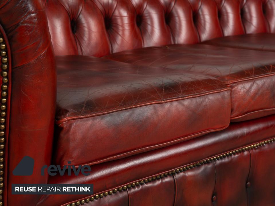 Chesterfield Leder Sofa Braun Rot Viersitzer Couch – Bild 6