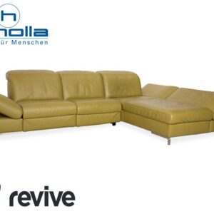 Himolla Leder Ecksofa Grün Gelb Olivgrün elektrische und