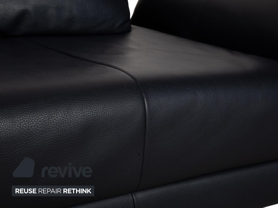 Rolf Benz 510 Leder Dreisitzer Dunkelblau manuelle Funktion Sofa – Bild 6