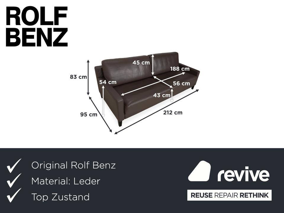 Rolf Benz EGO Dreisitzer Sofa Braun Leder Couch – Bild 2